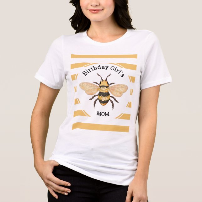 Camiseta Triblenda Bee Birthday Girl's Mom Party (Anverso)