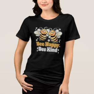 Camiseta Triblenda Bee Happy Bee Kind Cute Design