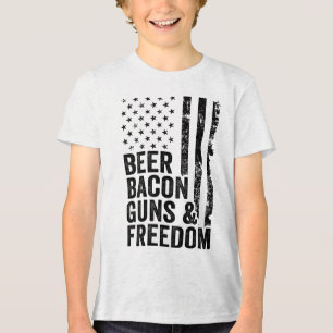 Camiseta Triblenda Beer Bacon Guns & amp; Libertad _ Bandera De Los E