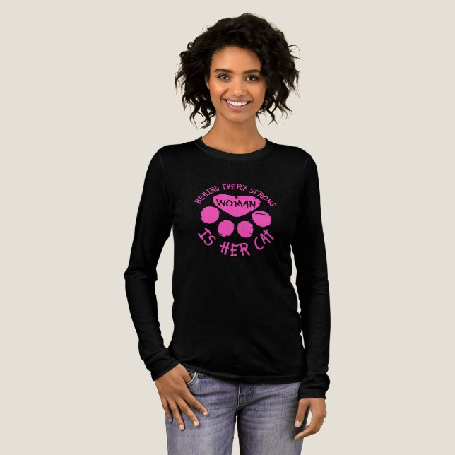 Camiseta Triblenda Behind Every Strong Woman Is Her Cat Quote (Anverso Completo)