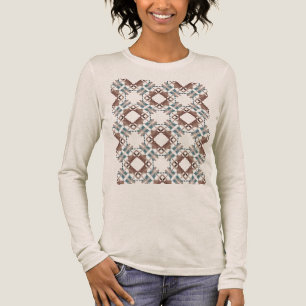 Camiseta Triblenda Beige Blue Brown Southwest Look Crisscross Mosaic