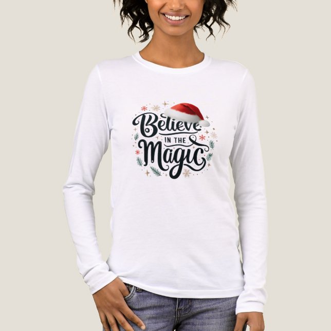 Camiseta Triblenda Believe in the magic women family holiday  (Anverso)