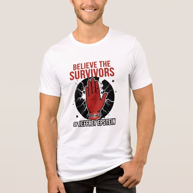 Camiseta Triblenda Believe the Survivors of Jeffrey Epstein (Anverso)
