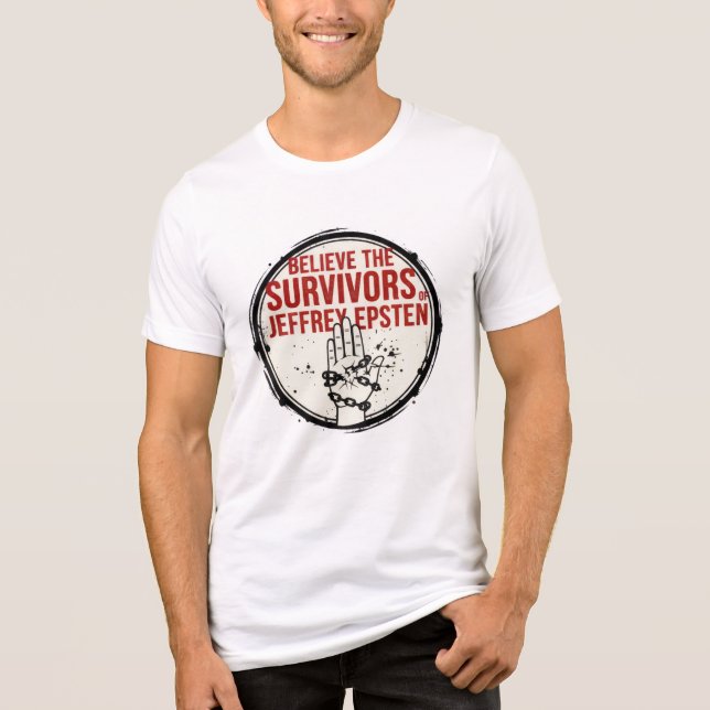 Camiseta Triblenda Believe the Survivors of Jeffrey Epstein (Anverso)