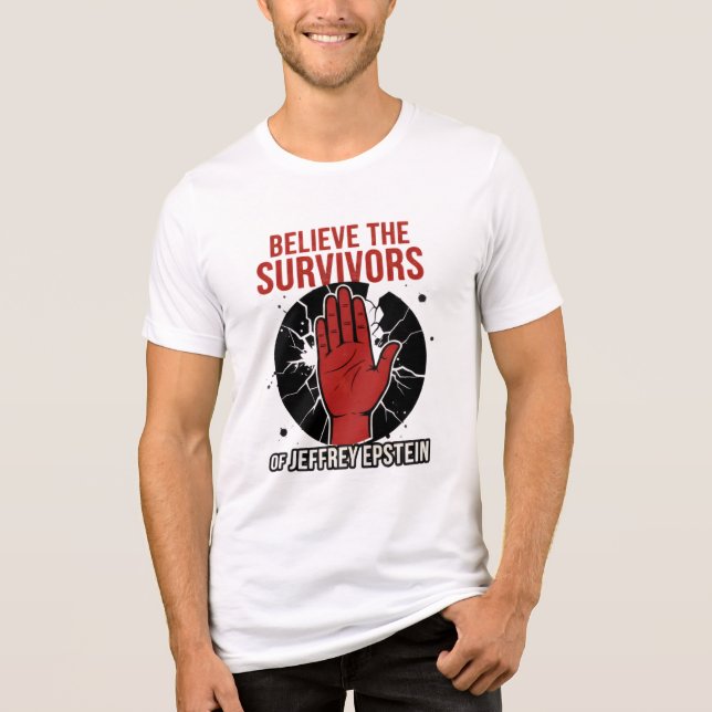 Camiseta Triblenda Believe the Survivors of Jeffrey Epstein (Anverso)