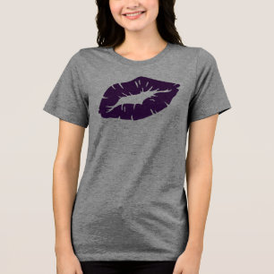 Camiseta Triblenda Bello Beso de Labios de Labial Púrpura Aislado