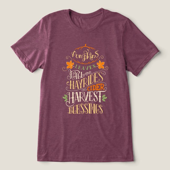Camiseta Triblenda Bendiciones de otoño y cosecha (Diseño delantero )