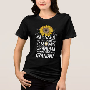 Camiseta Triblenda Bendita De Ser Llamada Mamá Abuela Gran Girasol