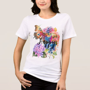 Camiseta Triblenda Bendito Personalizado de acuarela de Hydrangea
