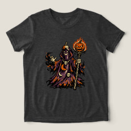 Camiseta Triblenda Berenjena Brujo Oscuro Halloween — Retro Espeluzna