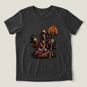 Camiseta Triblenda Berenjena Brujo Oscuro Halloween — Retro Espeluzna