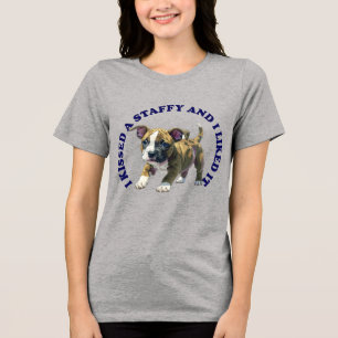 Camiseta Triblenda Besé a un cachorro Staffy
