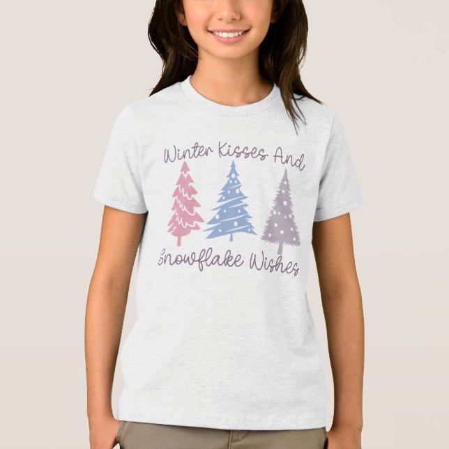 Camiseta Triblenda Besos de invierno y deseos de copas de nieve (Anverso)