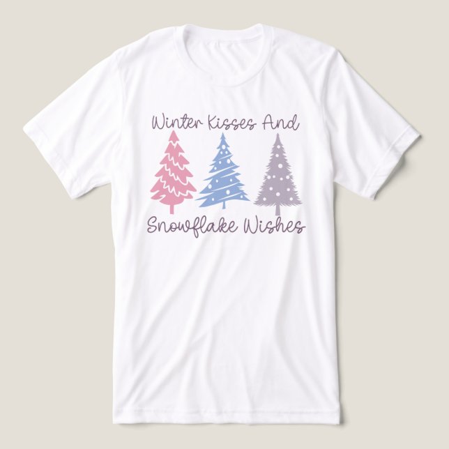 Camiseta Triblenda Besos de invierno y deseos de copas de nieve (Diseño delantero )