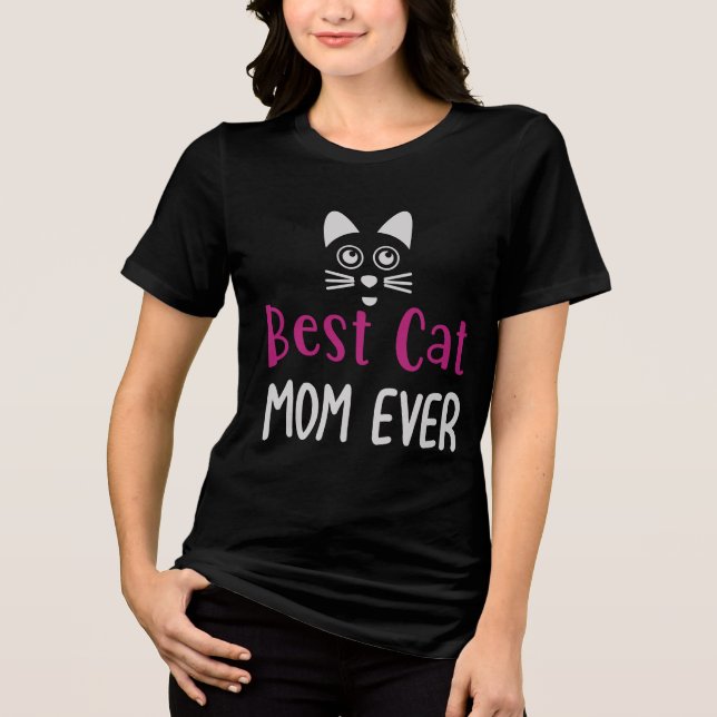 Camiseta Triblenda Best Cat Mom Ever - Cute Minimalist Cat Lover Gift (Anverso)