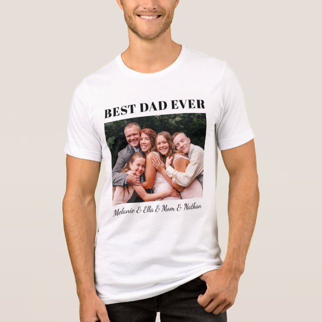 Camiseta Triblenda Best Dad Ever Fully Customizable Family Hug Photo (Anverso)