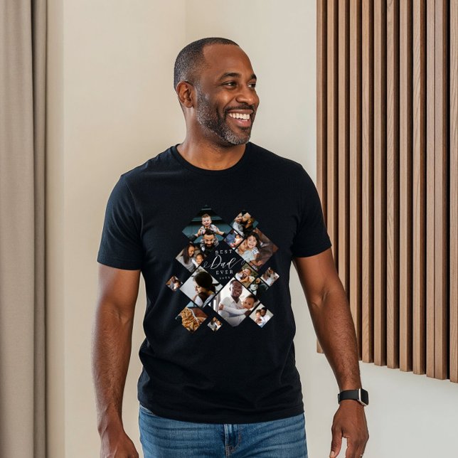 Camiseta Triblenda Best Dad Ever Modern Photo Collage Personalized (Best Daddy Ever Modern Photo Collage Personalized Tri-Blend Shirt)