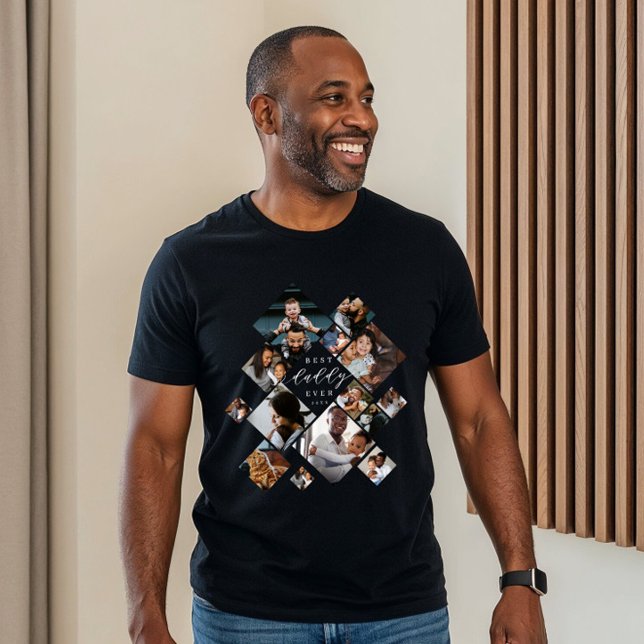 Camiseta Triblenda Best Daddy Ever Modern Photo Collage Personalized (Best Father Ever Modern Photo Collage Personalized Tri-Blend Shirt)