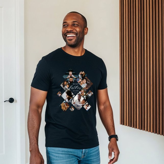 Camiseta Triblenda Best Father Ever Modern Photo Collage Personalized (Best Father Ever Modern Photo Collage Personalized Tri-Blend Shirt)