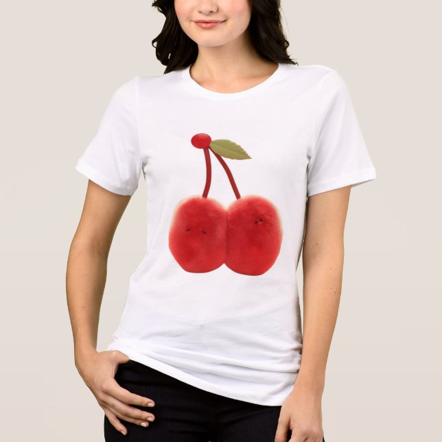Camiseta Triblenda Best Friend Gift – Cute Cherry Duo with Happy Face (Anverso)