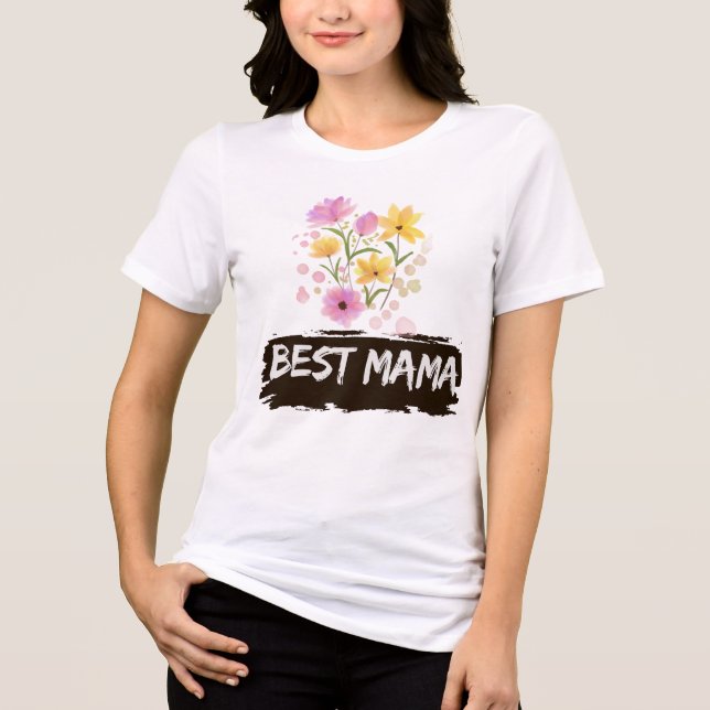 Camiseta Triblenda Best Mama Watercolour Flowers t shirt (Anverso)