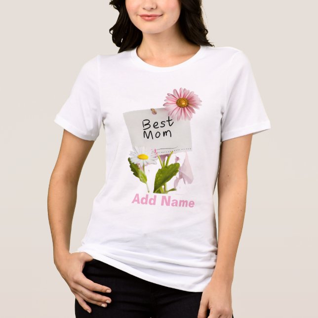 Camiseta Triblenda Best Mom Floral Pink Daisy Mother's Day Gift  (Anverso)
