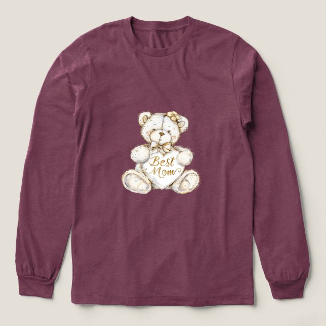 Camiseta Triblenda Best Mom Mother's Day Teddy Bear (Diseño traserp)