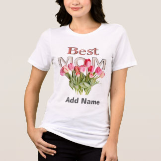 Camiseta Triblenda Best Mom Pink Tulips - Elegant Mother's Day Gift 