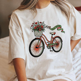 Camiseta Triblenda Bicicleta con canasta de flores