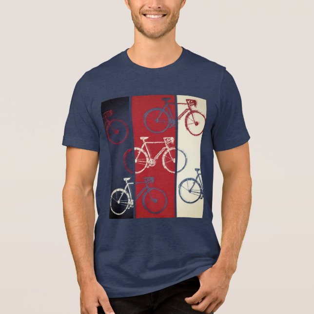 Camiseta Triblenda Bicicletas gráficas azul rojo estilo urbano (Anverso)