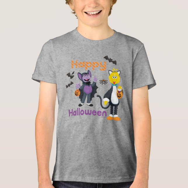 Camiseta Triblenda Big Bird and Count | Feliz Halloween (Anverso)