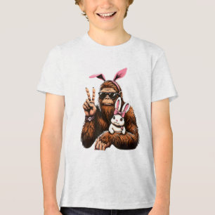 Camiseta Triblenda Bigfoot Bunny Día de Pascua Divertido Sasquatch