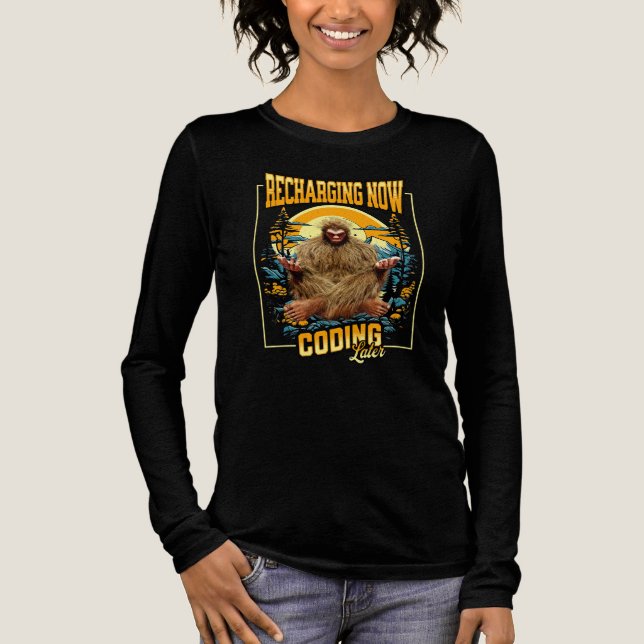 Camiseta Triblenda Bigfoot Programador Divertido Codificando Más Tard (Anverso)