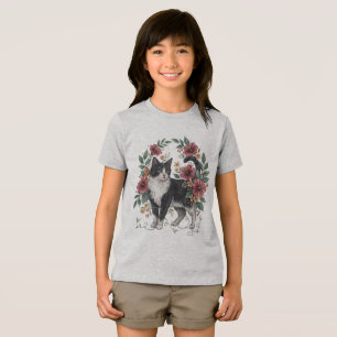 Camiseta Triblenda Bigotes Botánicos: Gato Floral Arte Folclórico