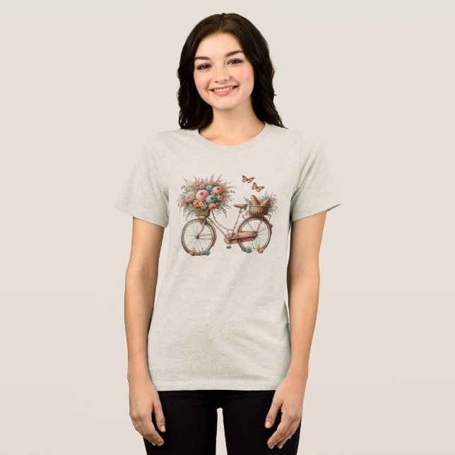 Camiseta Triblenda bike print with flowers in the basket (Anverso Completo )