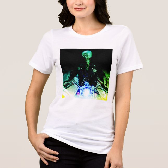Camiseta Triblenda Biker Alien (versión Neon) (Anverso)