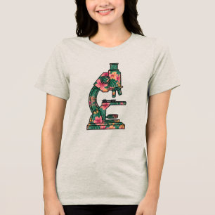 Camiseta Triblenda Biología Camisas de Microscopio Floral Hawaiano