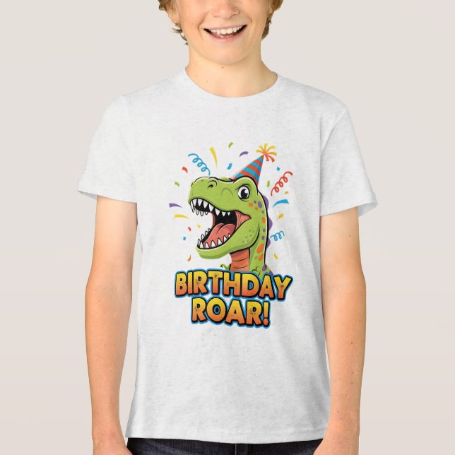 Camiseta Triblenda Birthday Roar Cute Dinosaur Birthday Party Design (Anverso)