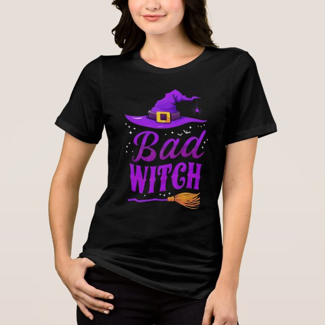 Camiseta Triblenda Black Bad Witch Crew Neck | Funny Witch Tee (Anverso)