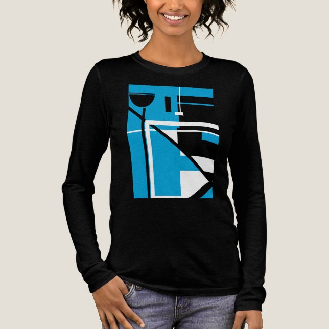 Camiseta Triblenda Black Blue MCM-inspired Geometric Shapes Abstract (Anverso)
