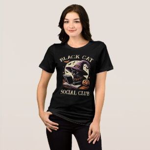 Camiseta Triblenda Black Cat Social Club Witchy Halloween