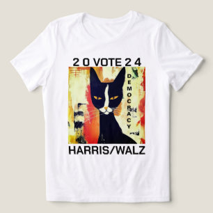 Camiseta Triblenda Black Cat Vote Para La Camiseta De Harris/Watz
