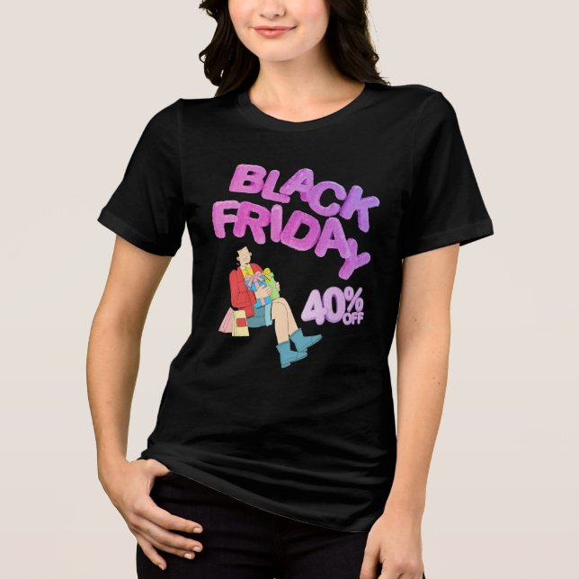 Camiseta Triblenda Black Friday Sale | Bold Women's Black T-Shirt  (Anverso)