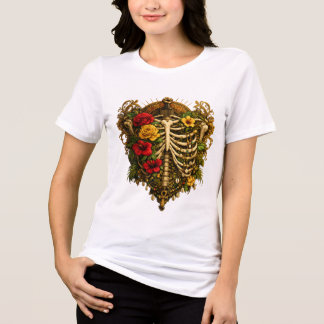 Camiseta Triblenda Black History Month African Skeleton Queen Floral 