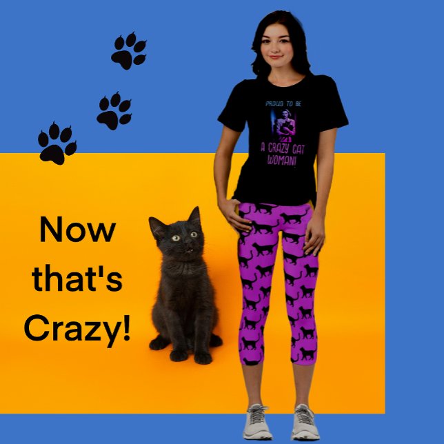 Camiseta Triblenda Black Pink Blue Personalizada Crazy Cat Woman (Are you a crazy cat lady?)