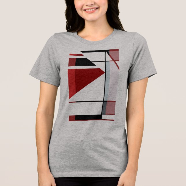 Camiseta Triblenda Black Red Burgundy MCM Look Geometric Art Resumen (Anverso)