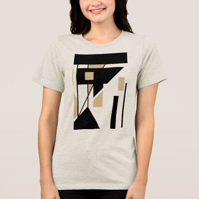 Camiseta Triblenda Black Tan Beige MCM Look Geometric Shapes Resumen (Anverso)