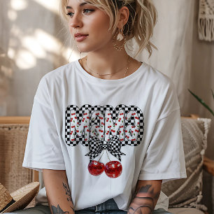 Camiseta Triblenda Black & White Check Cherry Mama