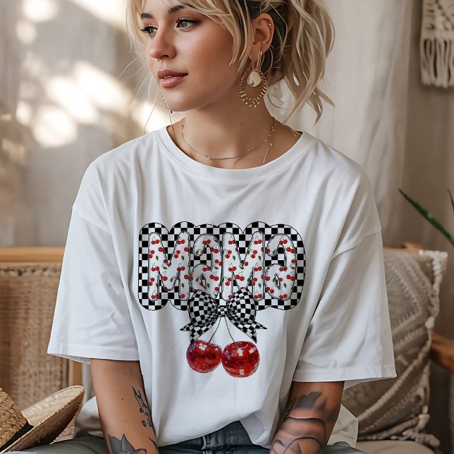 Camiseta Triblenda Black & White Check Cherry Mama (Subido por el creador)