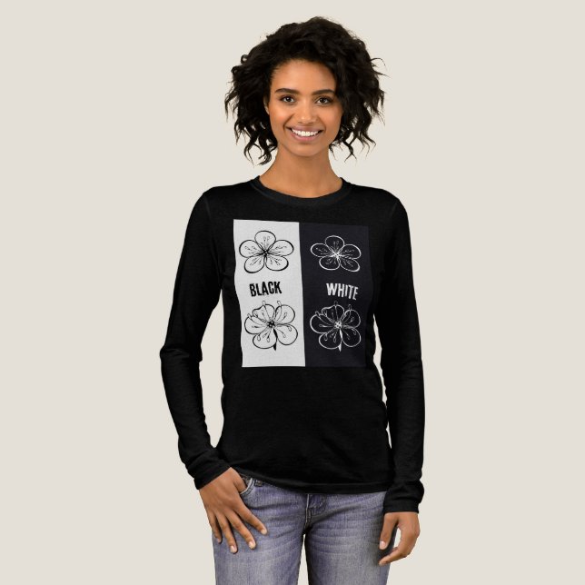 Camiseta Triblenda Black  White Floral Contrast Art (Anverso Completo)